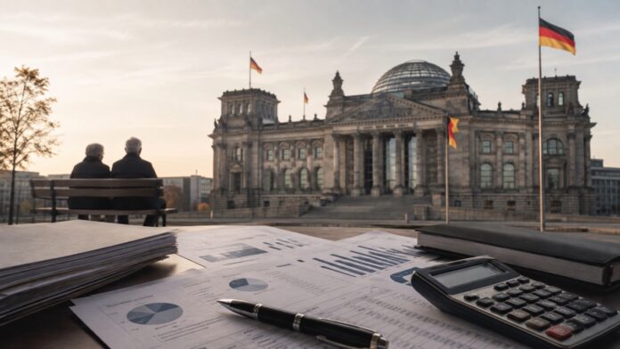Das Reichstagsgebäude in Berlin als Symbol für den politischen Streit über die Rentenreform und die Zukunft der Rente mit 63